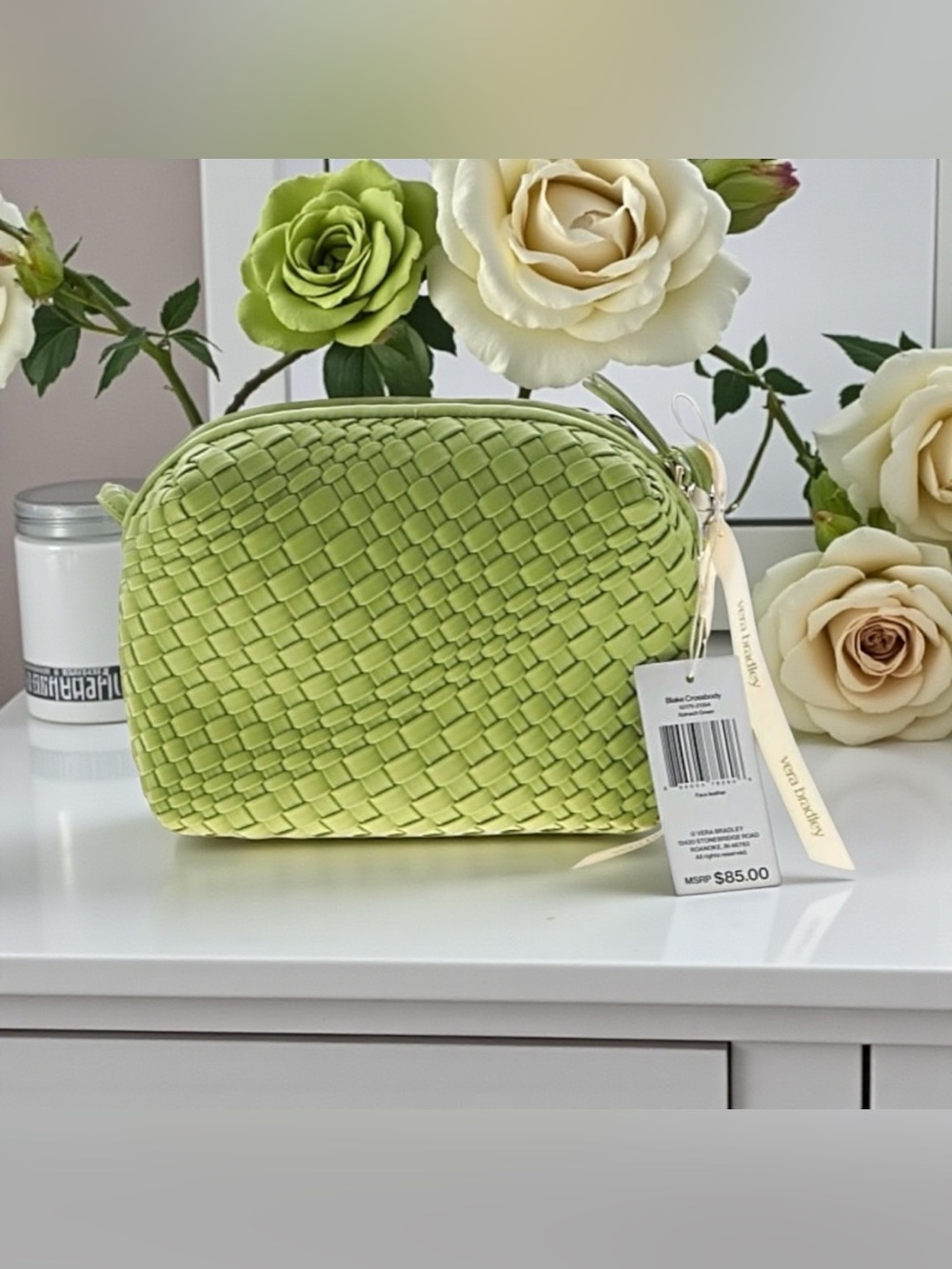 💚VERA BRADLEY💚Spinach Green Woven Faux Leather Blake Crossbody/NWT